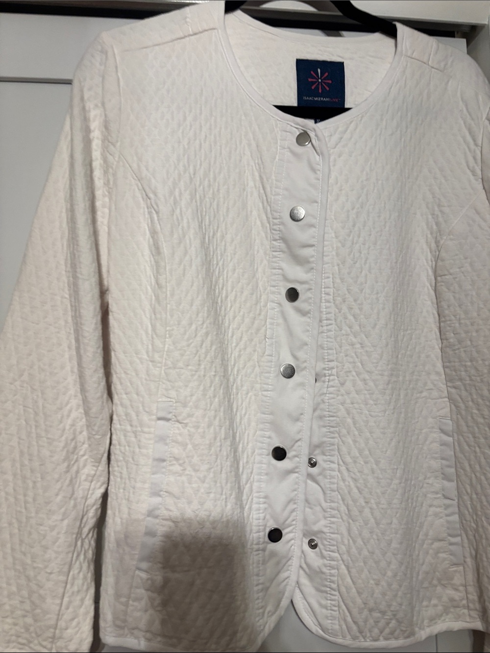 Isaac Mizrahi White Quilted Snap-Front Puffer Jacket